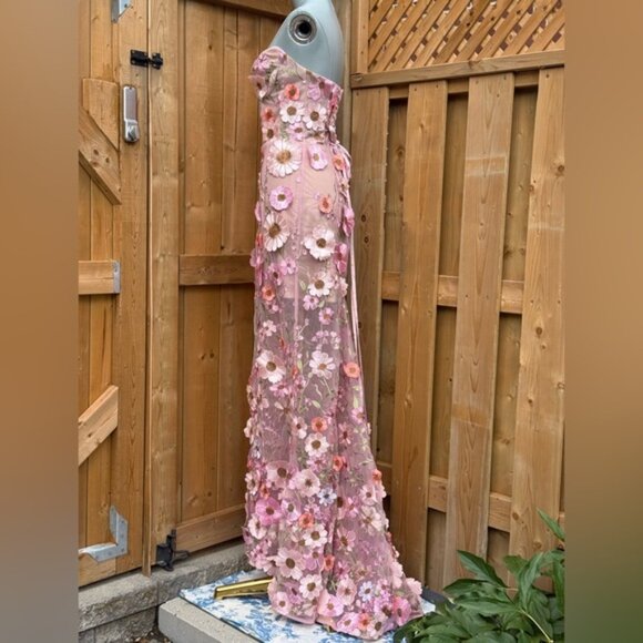 🆕 BRONX & BANCO 🧿 NWOT Jasmine Floral-Appliqued Gown, Pastel Pink Sz M US 6 - Picture 7 of 16